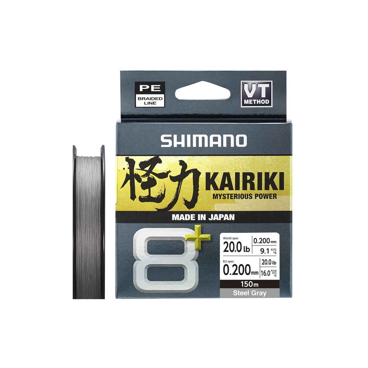 Shimano Line Kairiki 8+ 150m 0.20mm 16,0kg Steel Grey -