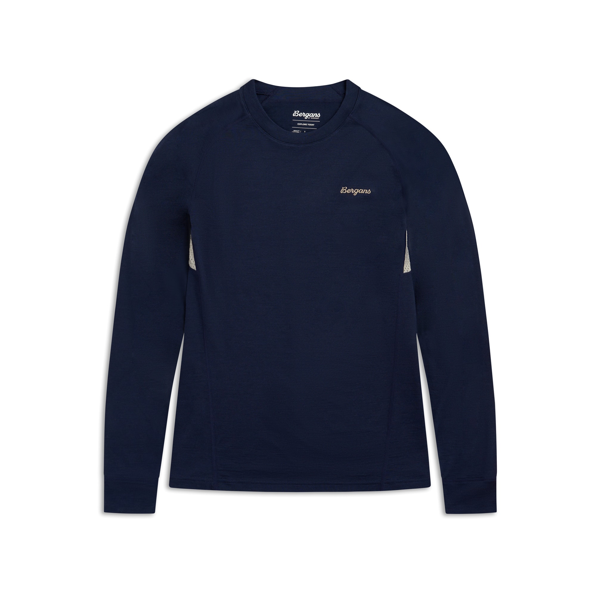 Bergans Inner:Pure Merino L/S Underställströja Herr Navy Blue/Bone White
