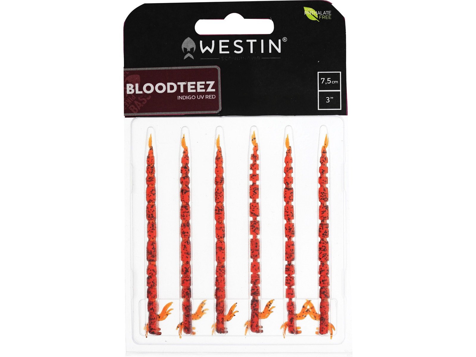 Westin Bloodteez Worm 7,5cm 1g Seawed Pearl 6-Pack