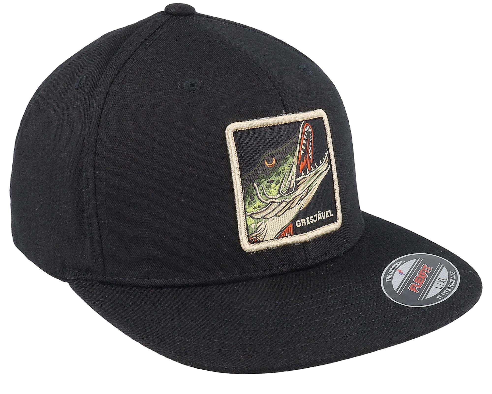 Skillfish Grisjävel Flat Brim Black Fitted Flexfit L/XL - (58-61 CM)