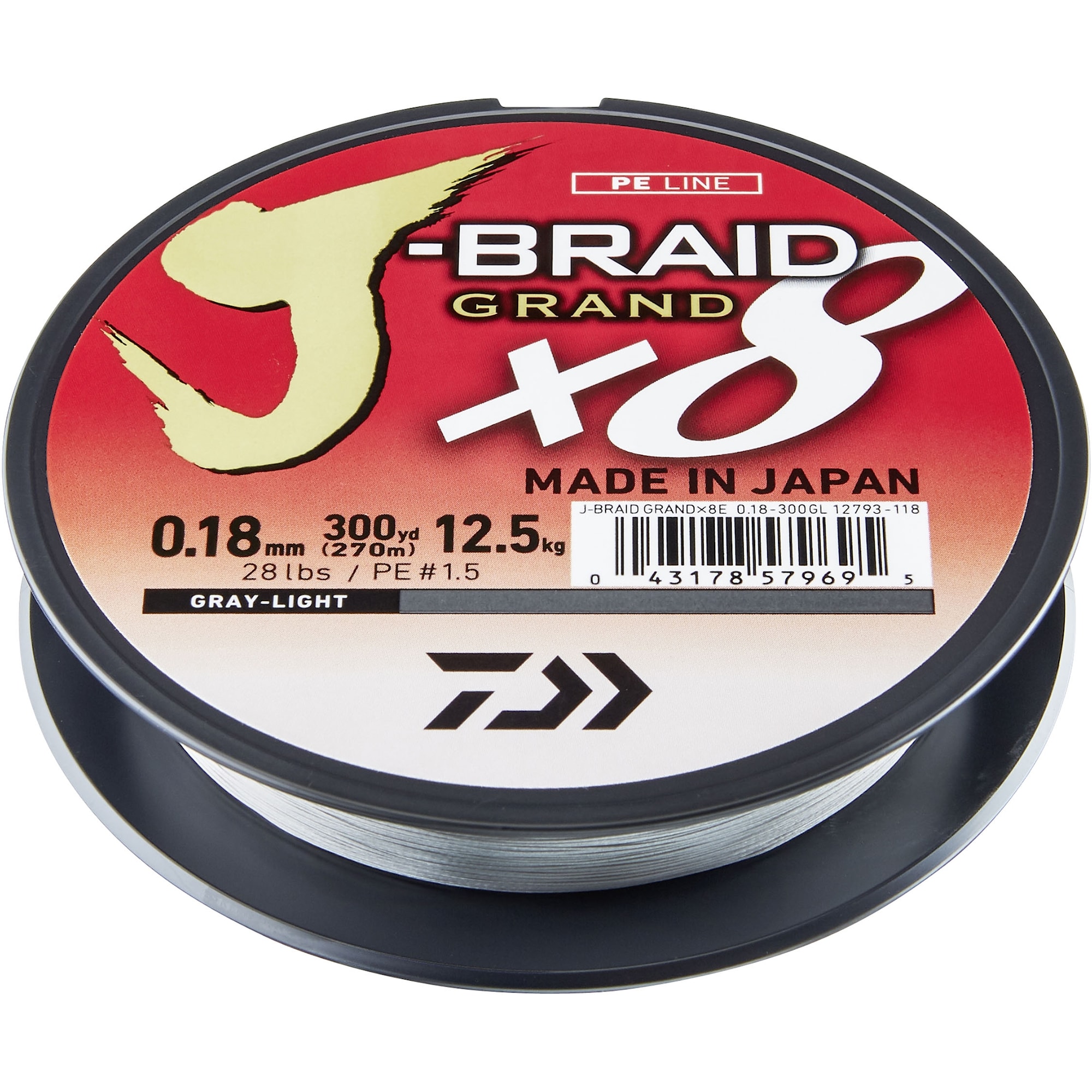 Daiwa J-Braid Grand X8 0,16 mm 135 m Light Grey -