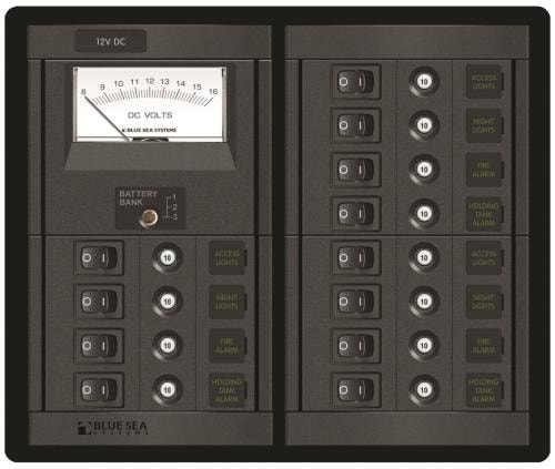 Blue Seas systems Säkringspanel med Voltmätare